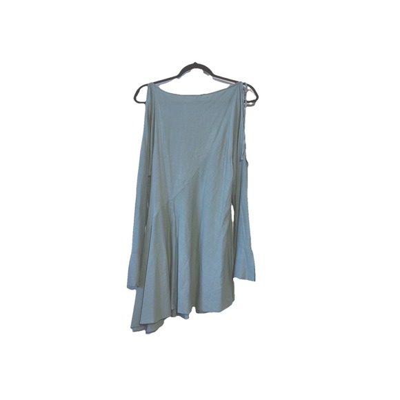 Free People Size XS Tunic Dress Clear Skies Blue Green Cold Shoulder Sleeves - Picture 3 of 9
